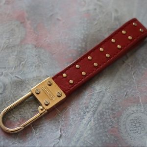 Coach red gold Studded Loop Key Ring